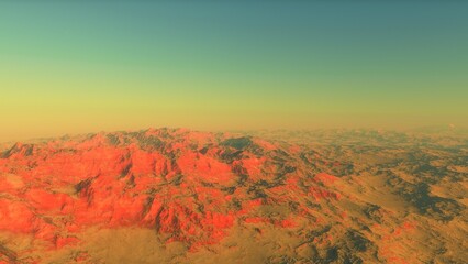 landscape on planet Mars, scenic desert scene on the red planet
