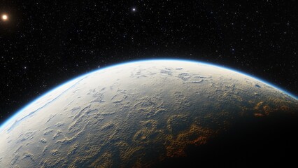 Planets and galaxy, science fiction wallpaper. Beauty of deep space. Billions of galaxy in the universe Cosmic art background 3d render
