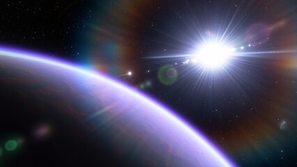 Planets and galaxy, science fiction wallpaper. Beauty of deep space. Billions of galaxy in the universe Cosmic art background 3d render
