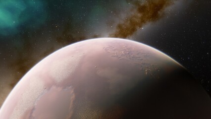 Naklejka premium Planets and galaxy, science fiction wallpaper. Beauty of deep space. Billions of galaxy in the universe Cosmic art background 3d render 