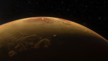Fototapeta premium super-earth planet, realistic exoplanet, planet suitable for colonization, earth-like planet in far space, planets background 3d render 
