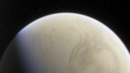 super-earth planet, realistic exoplanet, planet suitable for colonization, earth-like planet in far space, planets background 3d render
