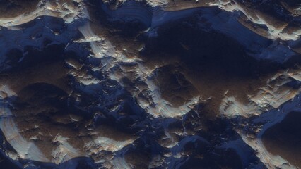 View of the 3d rendering realistic planet mars surface from space.
