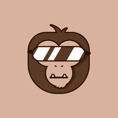 Square Monkey in the glasses of virtual reality. Cybersport vector logo, VR emblem. Gamer mascot illustration