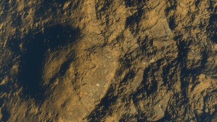 View of the 3d rendering realistic planet mars surface from space.