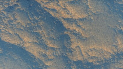 View of the 3d rendering realistic planet mars surface from space.