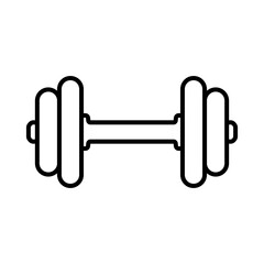 Dumbbell icon. Black contour linear silhouette. Horizontal front view. Editable strokes. Vector simple flat graphic illustration. Isolated object on a white background. Isolate.