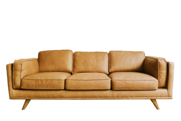 Beautiful leather sofa living bed isolated on a white background. Isolated bed furniture.