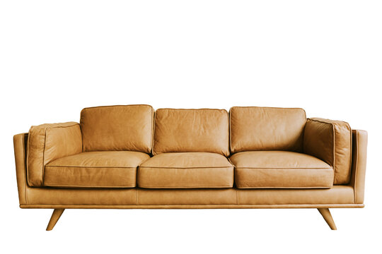 Beautiful leather sofa living bed isolated on a white background. Isolated bed furniture.