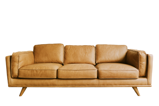 Beautiful leather sofa living bed isolated on a white background. Isolated bed furniture.