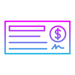 Cheque Line Gradient Icon