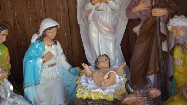 little Jesus in the nativity scene,religious figurines for Christmas in the nativity scene