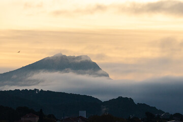 the Sainte Victoire mountain in the light of a cloudy autumn morning