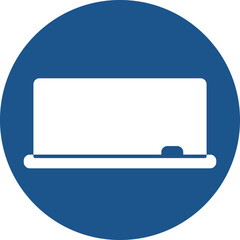 White board icons design in blue circle.