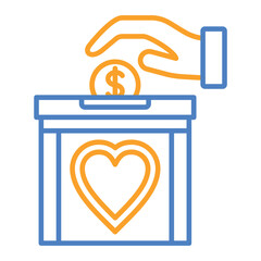 Help Blue And Orange Line Icon