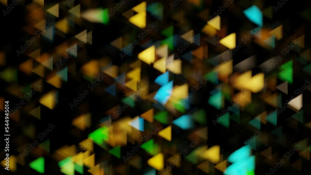 Poster multi-colored bokeh spots moving on a black background. looped animated background. 3d render.