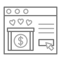 Online Donation Greyscale Line Icon