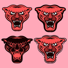 Collection set Black panther Illustration hand drawn sketch doodle for tattoo, stickers, logo, etc