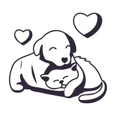 Dog love cat icon