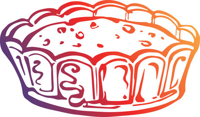 Thanksgiving hand drawn gradient pumpkin pie. PNG illustration