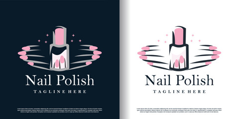 Nail polish logo icon with modern creative and unique concept premium vector