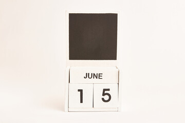 Calendar with the date June 15 and a place for designers. Illustration for an event of a certain date.