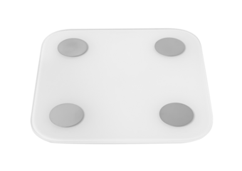 White glass scales. Floor scales isolated on white background.