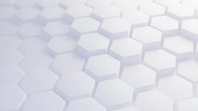 Futuristic Hexagon background. 3d render. Abstract white Hexagonal pattern. Random motion. Seamless loop