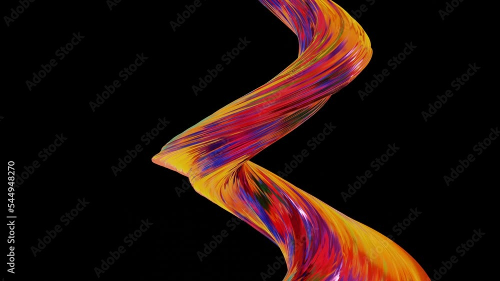 Poster abstract smooth shiny curved figure on a black background. 3d render.