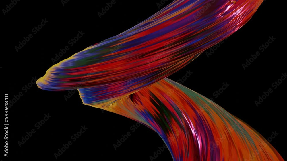 Poster abstract smooth shiny curved figure on a black background. 3d render.