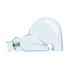 Cute polar bear. White arctic animal sleeping and smiling. Cartoon vector illustration. Zoo, winter, wildlife, fauna concept