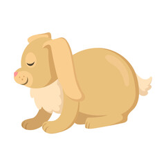 Cartoon rabbit or hare character. Easter bunny sleeping. Vector illustration isolated on white background. Easter, farm, animal concept