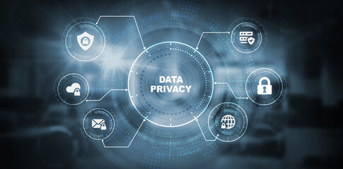 Obraz premium Cyber security data protection business technology privacy concept. 3d illustration