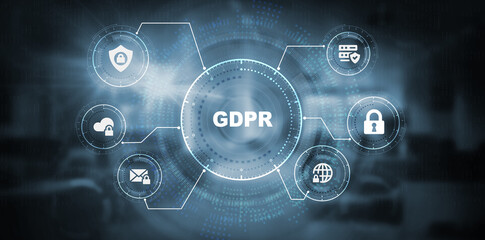 GDPR Personal data protection regulation cyber security. Business, Technology, Internet and network concept. 3d illustration