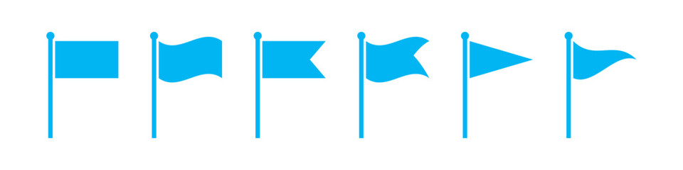 Blue flag icon set