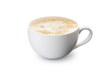 espresso coffee in a white cup on a white background