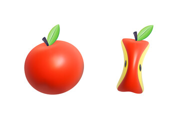 3d Realistic red Apple fruit vector illustration.