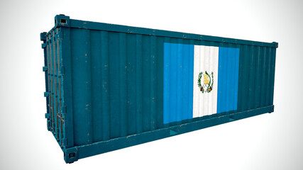 Isolated 3d rendering shipping sea cargo container textured with National flag  of Guatemala.