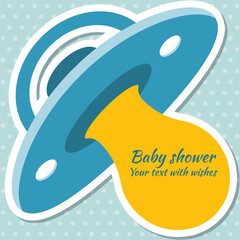 Baby shower boy invitation card. Place for text. Greeting cards.