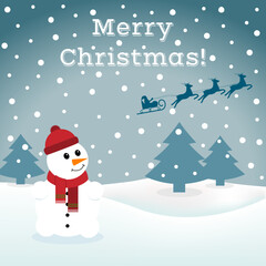 Abstract background with a snowman and Santa. You can use as a template, poster, postcard, New Year, Christmas. Vector illustration.