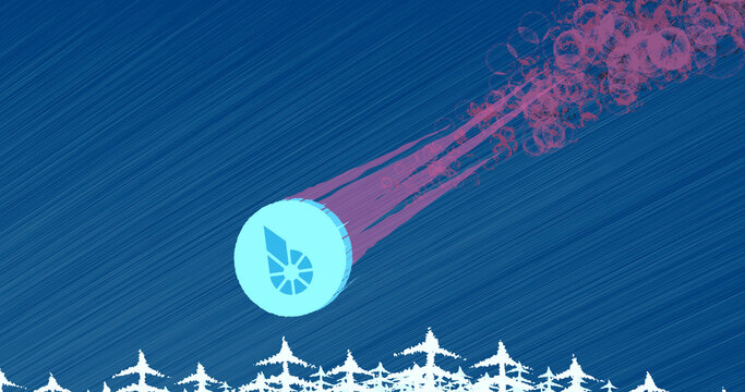 November 10th 2022 crypto crash, illustration of the crypto crash of the asset BitShares (BTS) coin falls through the sky