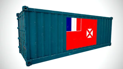 Fotobehang Isolated 3d rendering shipping sea cargo container textured with National flag of Wallis and futuna. © Stanislau Vyrvich