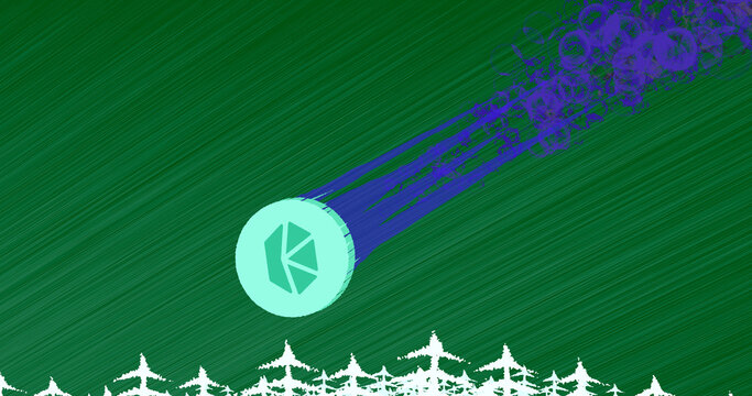 November 10th 2022 crypto crash, illustration of the crypto crash of the asset Kyber Network Crystal v2 (KNC) coin falls through the sky