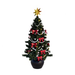 3D RENDERING OF DECORATED CHRISTMAS TREE ISOLATED ON WHITE PLAIN BACKGROUND