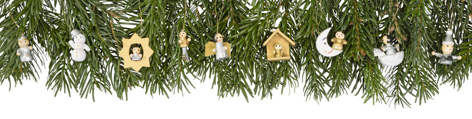Fototapeta premium Branches de sapin de Noël Nordmann avec des décorations 