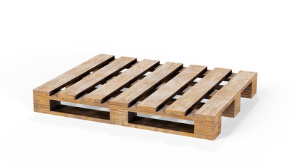 3d render of wooden pallets over a white background