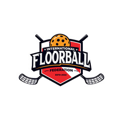 Floorball logo for sport team identity and the cup badge vector illustration