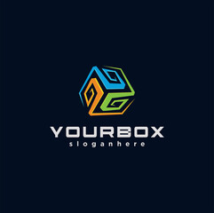 Modern Hexagon Cube tech logo design technology digital template illustration