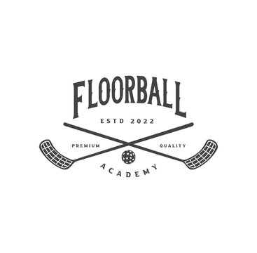 Floorball logo for sport team identity and the cup badge vector illustration