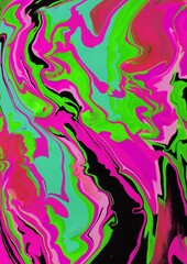 Obraz na płótnie Canvas Abstract multicolored marble background. Acrylic paint spreads freely and creates an interesting pattern. Bright colors. Background for the cover of a laptop, notebook.